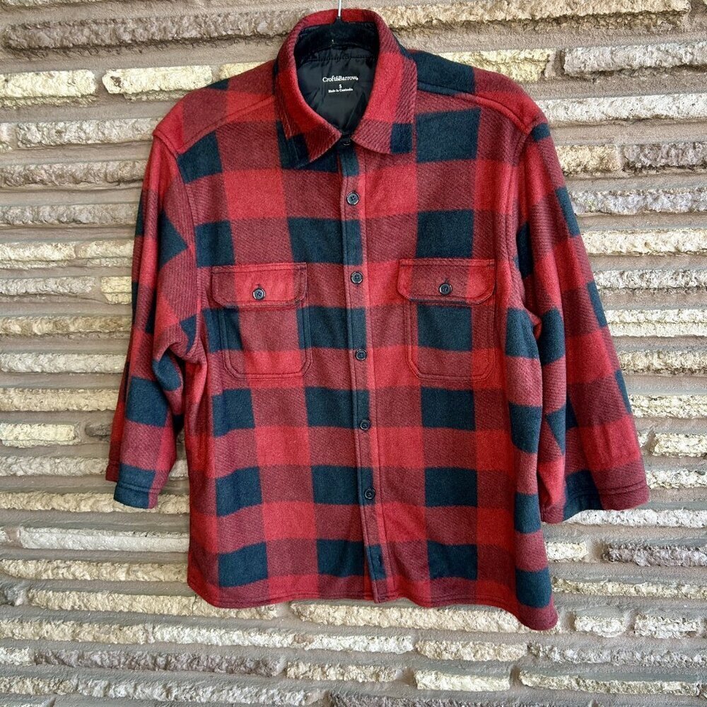 Croft And Barrow Buffalo Check Fleece Casual Shirt Black Red Size Small - Picture 7 of 7